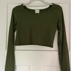Olivia Rae Green Long Sleeve Fitted Crop Top